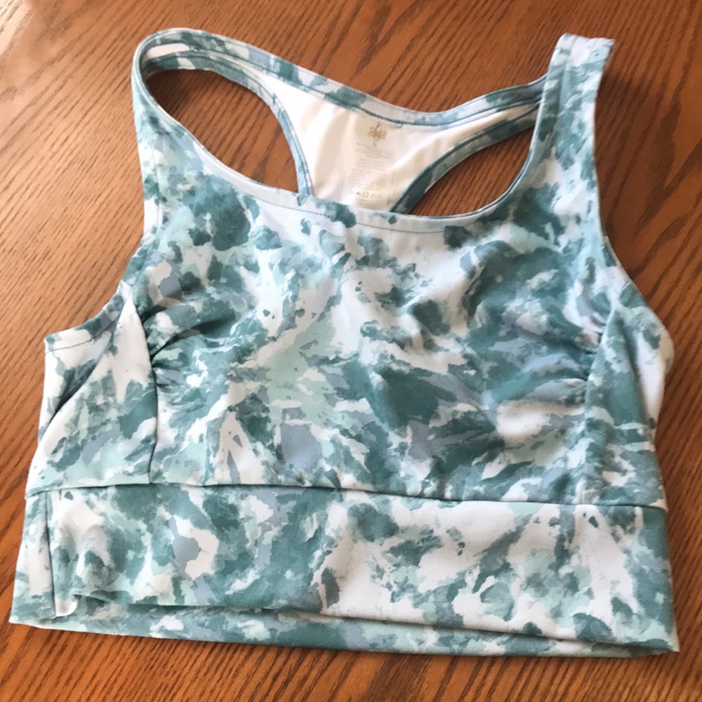 Women’s Blue and White Tye Die Design Sports Bra Size Small
